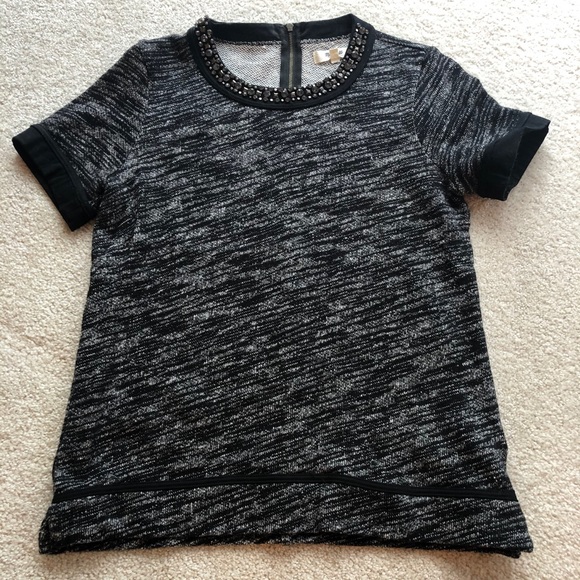 Madewell Jeweled Neckline Short Sleeve Shirt - Picture 1 of 4